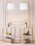 Floor Lamp with Table 2-Pack, Nightstands End Side Table for Living Room