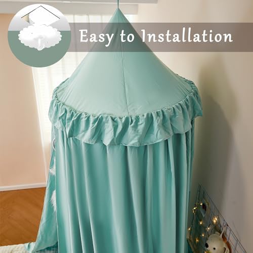Princess Decor Canopy for Kids Bed, Soft and Durable Bed Canopy for Girls Room Tent Canopy Dreamy Mosquito Net Bedding, Children Reading Nook Canopies Indoor (Green)