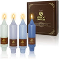 NJAO HOO Blue Short Taper Candle 5 Inch Candlesticks Unscented Dripless Gradient Colored Tapered Candle Set for Home Decor Wedding Party Dinner Candles, 4 Pack