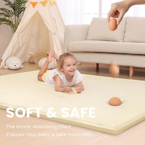 Baby Play Mat for Floor,59 * 71in(Vanilla)