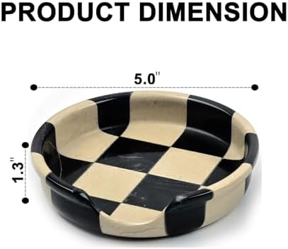 Verona Black Marble Spoon Rest for Stove Top, Checkered Kitchen Utensil Holder, Coffee Bar Accessory