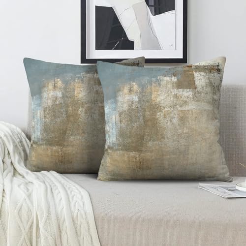 Throw Pillow Covers for Couch, 20x20 Inch, Set of 2, Beige Grey