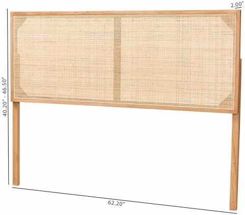 Bali & pari Aurelia Modern Bohemian Natural Finished Bayur Wood and Natural Rattan Queen Size Headboard