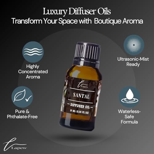 Lapew Santal Waterless Diffuser Oil | Fragrance Oil for Nebulizer & Cold Air Diffusers | Scented Home Oil | 0.34 fl oz