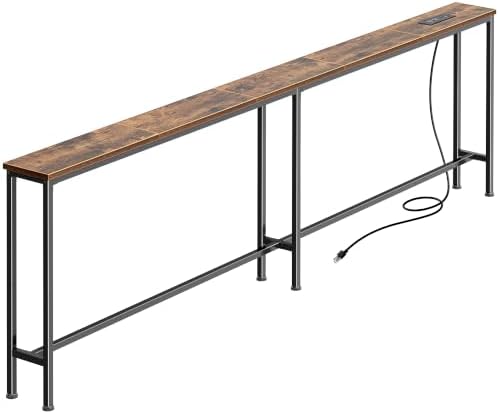 Huuger 78.7 Inch Console Table, Skinny Sofa Table with Charging Station