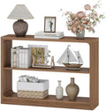 FATORRI Console Table with 3-Tier Storage Shelves, Rustic Farmhouse Sofa Tables for Behind Couch, Wooden Narrow Entryway Table for Living Room, Hallway (Walnut)