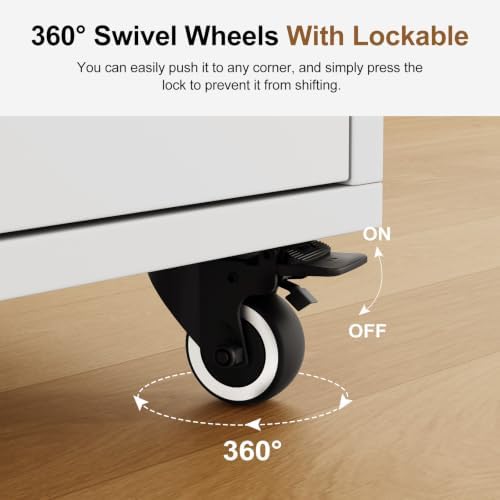 Bedroom Nightstand with Charging Station, Side Table with 2 Drawers,Sofa End Table Living Room with Wheels for Living Room Bedroom Office(White)