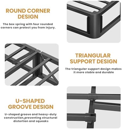 MAF 5 Inch King Box Spring Low Profile Metal Bed Base with BoxSpring Cover