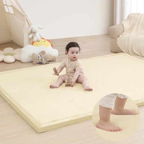 Baby Play Mat for Floor,59 * 71in(Vanilla)