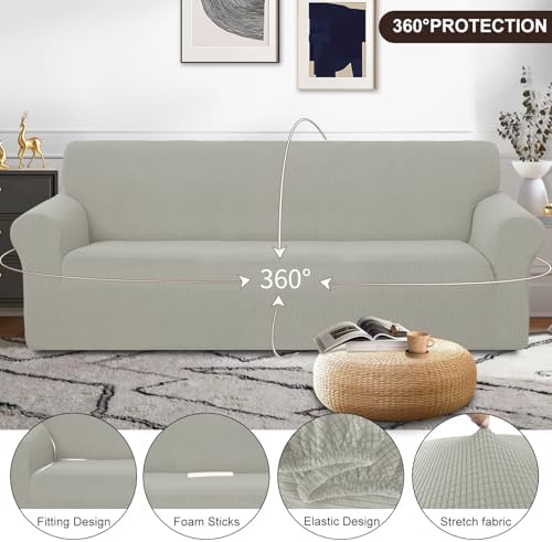 U-NICE HOME Oversized Stretch Couch Cover Slipcover, Taupe