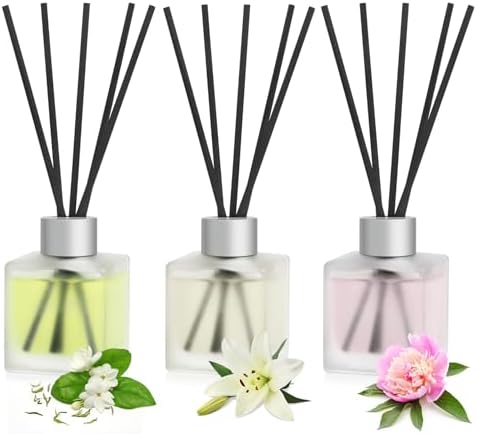3-Pack Reed Diffuser, Jasmine White Tea/Lily/Peony Scented Oil