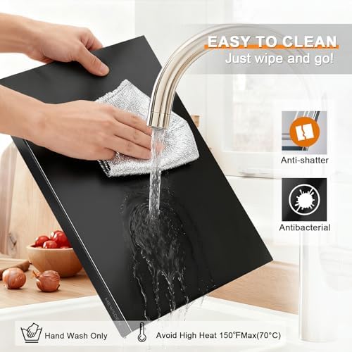 Black Cutting Boards for Kitchen, Acrylic Cutting Board with Counter Lip Countertop Protector, Non-Slip Tablas Para Picar Cocina, Kitchen Decor Apartment Essentials House Warming Gifts(20"x16")