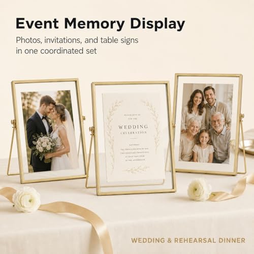 AceList Floating Picture Frame, 3 Pack 8x10 Gold Double Glass