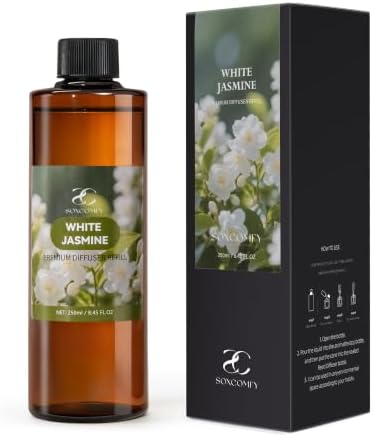 Diffuser Oil Refill, 250ml / 8.45 fl oz, Jasmine - Reed Diffuser Oil Refill for Home Fragrance, Scented Oil for Reed Diffuser Bottles, Floral, Ylang Ylang & Woody Notes