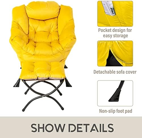 LITA Lazy Chair with Ottoman, Comfy Accent Reading Chair