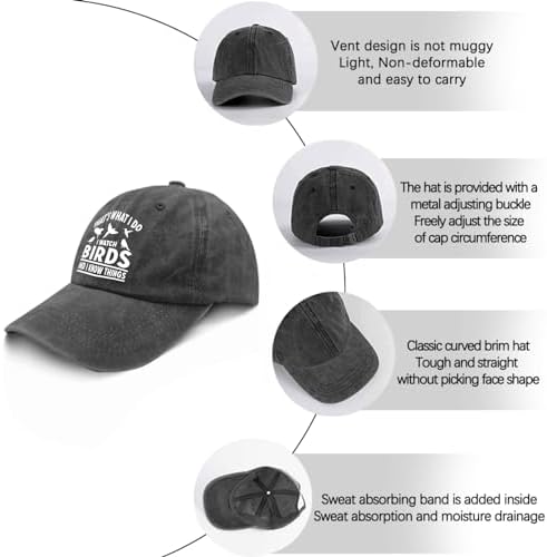 That's What I Do I Watch Birds and I Know Things Hats Youth Golf Hat Pigment Black Womens Beach Hat Gifts for Mom