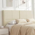 Upholstered Headboard Queen Size, Solid Wood Head Board with Sturdy Metal Legs, Leather Bed Headboard with Height Adjustable, Beige