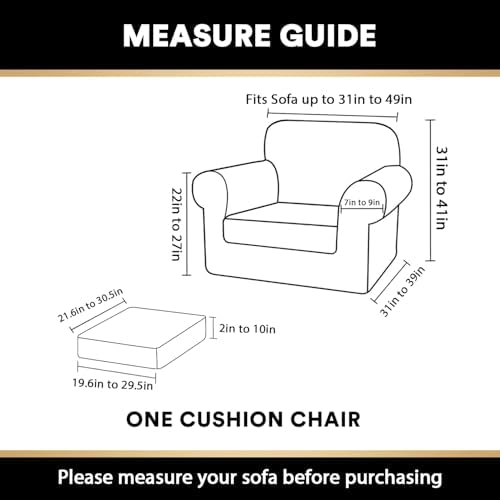PrinceDeco Velvet Plush Couch Cover Stretch 2 Piece Chair Cover Chair Slipcover Washable Furniture Protector Couch Soft with Elastic Bottom Armchair Cover Width Up to 49 Inch(Small,Navy)