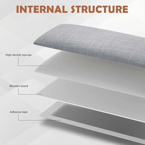 IFNOW Wall Mounted Headboard, Peel and Stick Panels, Light Grey, Queen