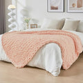 Bigacogo Chunky Knit Throw Blanket for Couch, 51x63 inches, Peach Fuzz