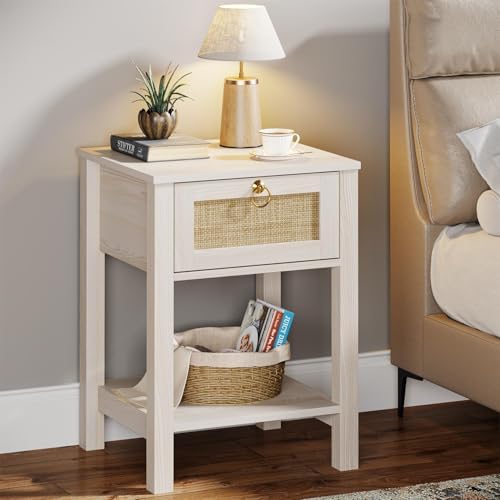 Eclatara Rattan Nightstand with Rattan Decor Drawer