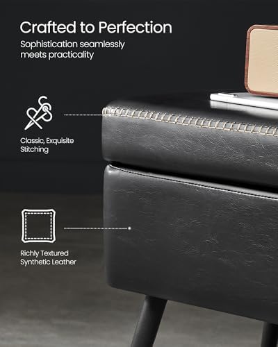 VASAGLE Storage Ottoman Bench, PU Leather, Steel Legs