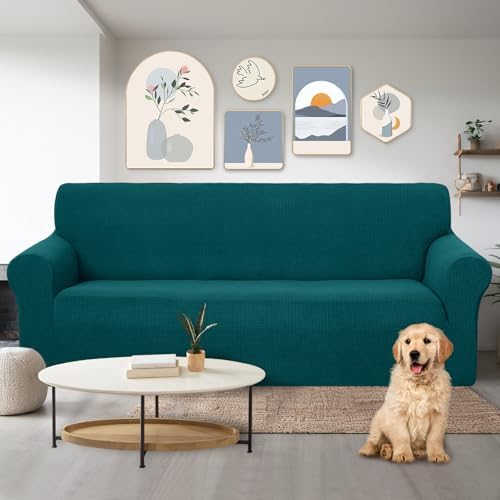 U-NICE HOME Stretch Couch Cover Slipcover for 3 Cushion Sofa, Blue