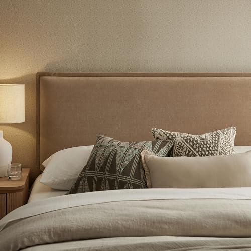 Modway Camille Queen Size Upholstered Linen Blend Headboard with Removable Slipcover – in Almond - Padded Pillow Style Headboard with Adjustable Mounting for Queen Beds