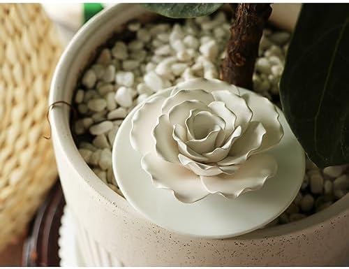 Passive Diffuser for Essential Oil-Ceramic Diffuser Non Electric Oil Diffusers for Small Mini Room, Desk Decorative, Bathroom (White Hibiscus)