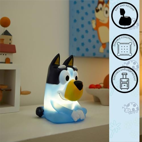Idea Nuova Bluey Squishy Night Light,6" Soft Silicone LED Mood Lamp for Kids’ Bedrooms, Nursery Décor, Bluey Collectors, Birthday & Holiday Gifts
