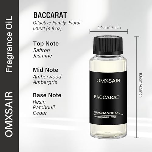 Baccarat Inspired Hotel Diffuser Oil for Home Luxury Scents - 120ml/4 fl oz