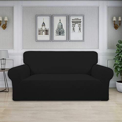 Easy-Going Stretch Oversized Loveseat Couch Covers Washable Black