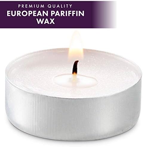 MontoPack Unscented Tea Light Candles 100 Pack | 4 hours, White, Smokeless, Dripless Small Votive Paraffin Tealights | Long-Lasting for Home, Shabbat, Weddings, Events, Emergencies | Mini Candles Bulk