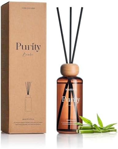 M&SENSE Reed Diffuser Set, Bamboo, 6.3 oz Natural Essential Oil