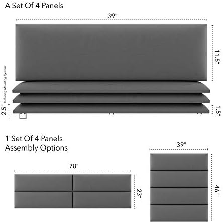 Vänt Wall Mounted Headboard Panels, King/Twin, Vintage Leather Gray Pewter