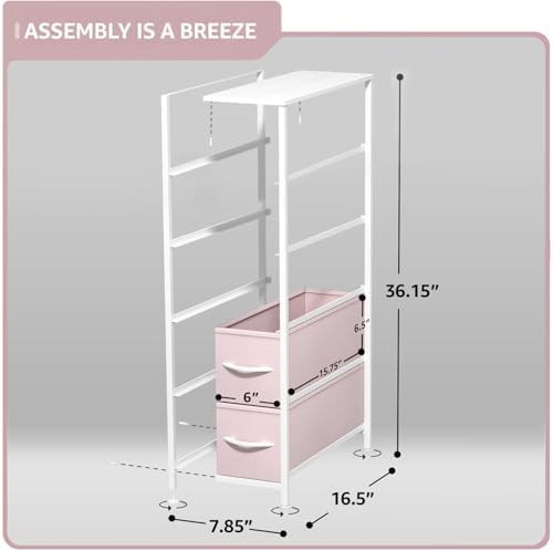 Sorbus 5-Drawer Narrow Dresser for Bedroom (Pink)