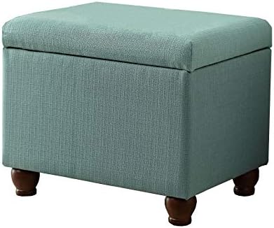 Spatial Order 22" Medium Rectangular Storage Ottoman - Aqua Linen