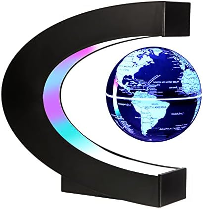 Gresus MultiColor Changing Magnetic Levitation Floating World Map Globe, Floating Globe with LED Lights, Great Fathers Students Teacher Business Boyfriend Birthday Gift for Desk Decoration