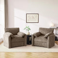 Howjoe 2 Pack Accent Chair for Living Room, Oversized Armchair, Brown