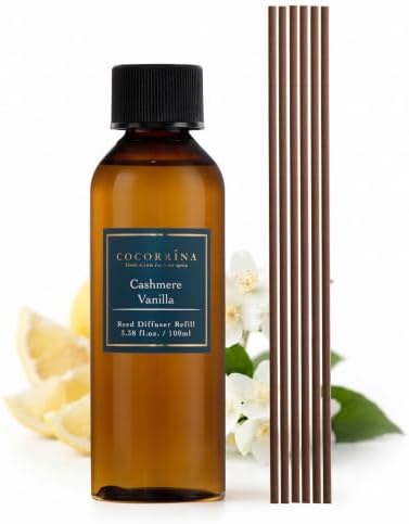 COCORRÍNA Cashmere Vanilla Reed Diffuser Refill, 3.38 fl oz, 6 Reeds