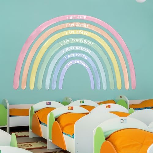 Tinideya Large Watercolor Rainbow Wall Stickers Decal, 77" x 47'', Pastel