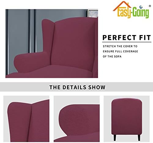 Easy-Going Stretch Large Wingback Chair Sofa Slipcover ASH Rose