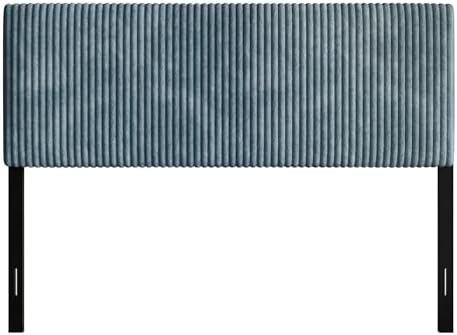 Twin Corduroy Velvet Upholstered Adjustable Headboard, Light Blue