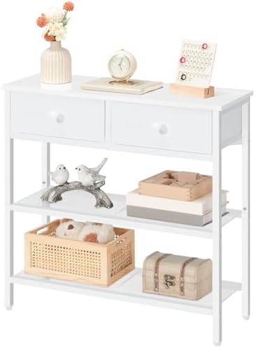 HOOBRO 29.5" Narrow Console Table with 2 Fabric Drawers, Small Sofa Table