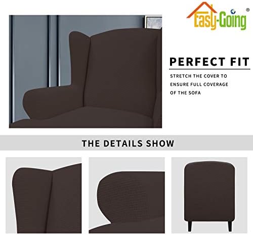 Easy-Going Stretch Large Wingback Chair Sofa Slipcover Chocolate