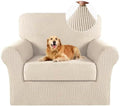 Turquoize 2 Piece Chair Covers for Living Room Armchair Cover Armchair Slipcovers with Arms Feature Thick Jacquard Fabric (Chair,Biscotti Beige)
