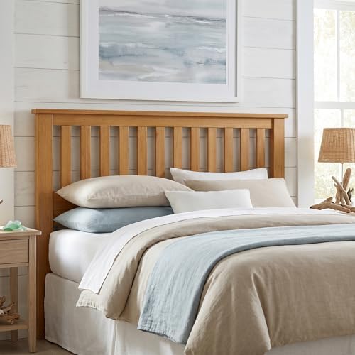 ComfIQ Serene Wood Panel Headboard with Mission Slats, Queen, Pine