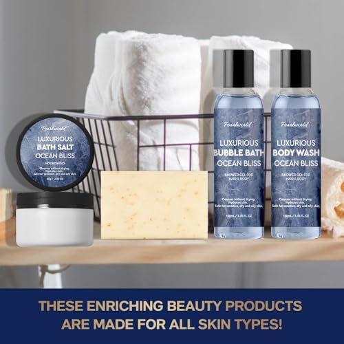 Birthday Gifts Baskets for Men Bath Spa Set, Ocean-Scented, 12Pcs