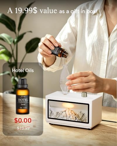 Waterless Oil Diffuser, Snowy Mountains Style, 3 Color Light with Bulb