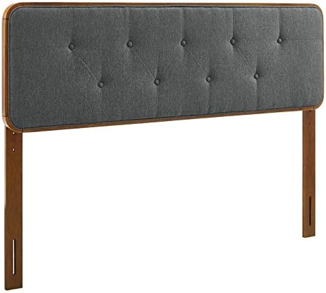 Modway MOD-6235-WAL-CHA Collins Tufted King Fabric and Wood Headboard, Walnut Charcoal
